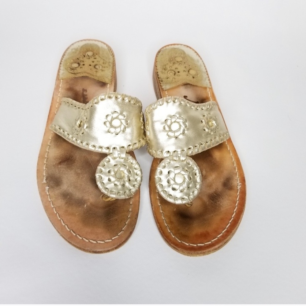 JACK ROGERS Hamptons gold thong sandals size 7